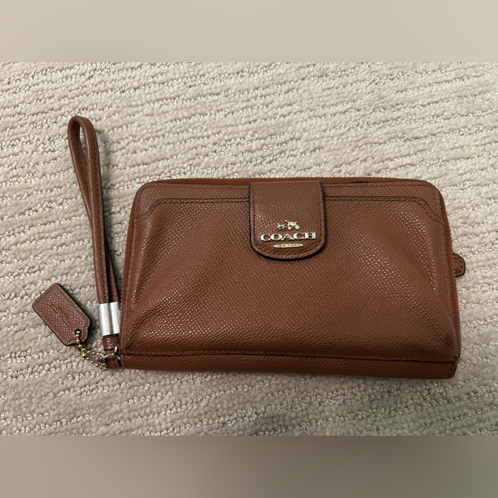 Coach Rich Brown Leather Wristlet